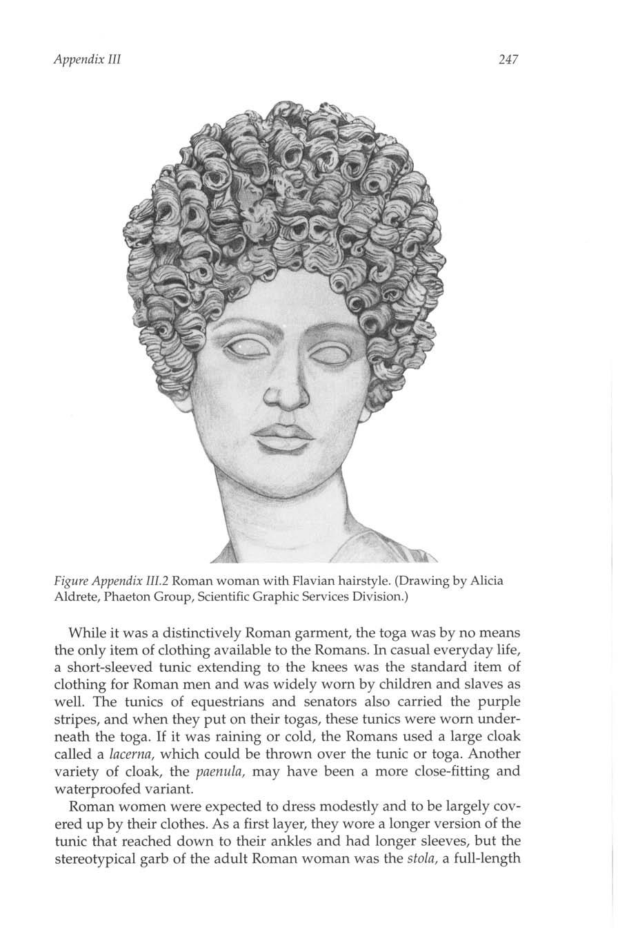 Appendix III 247 Figure Appendix 111.2 Roman woman with Flavian hairstyle. (Drawing by Alicia Aldrete, Phaeton Group, Scientific Graphic Services Division.
