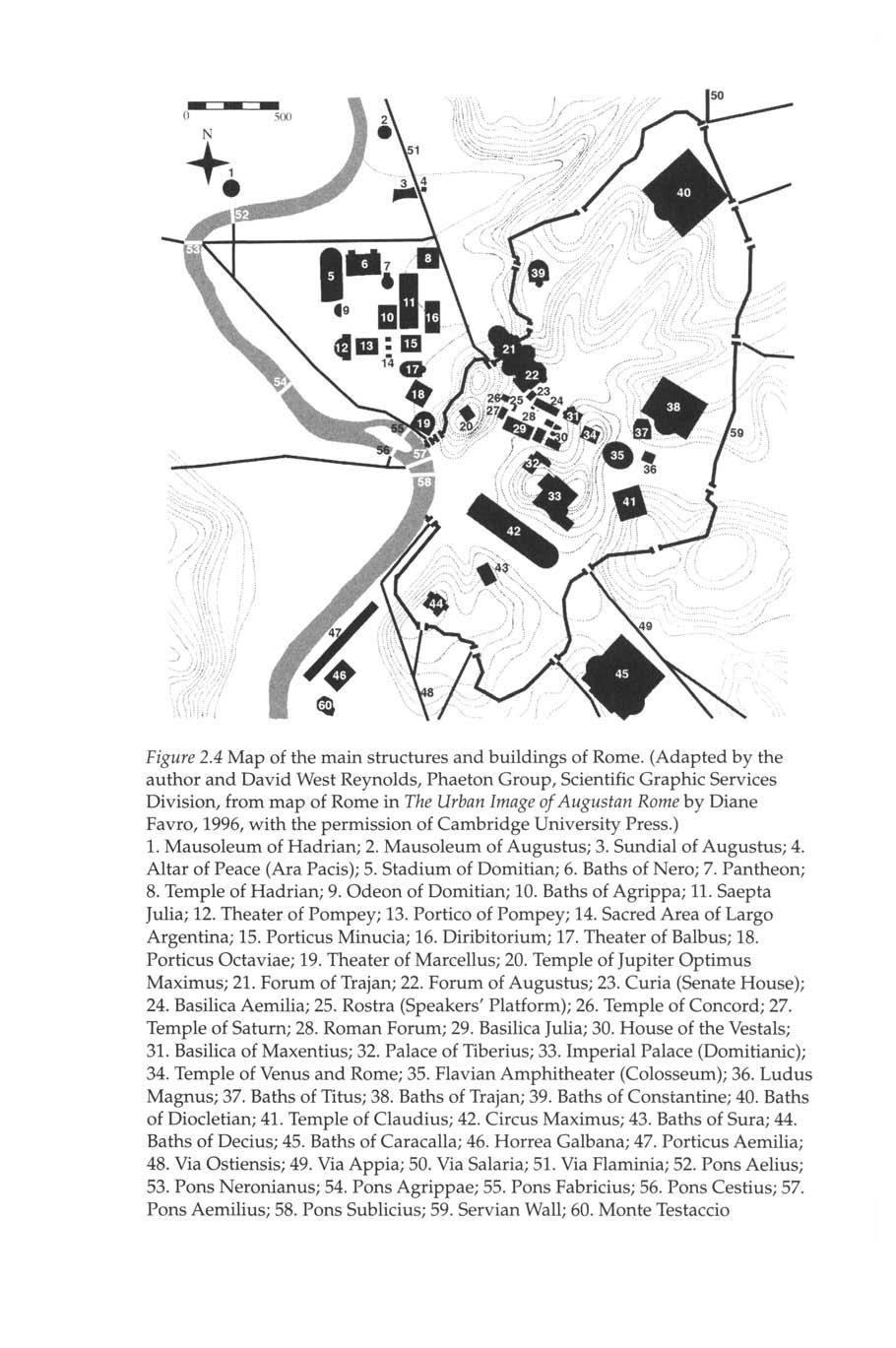 Figure 2.4 Map of the main structures and buildings of Rome.