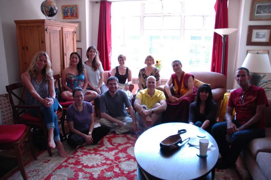 Geshe Choewang Dakpa Rinpoche with students, Four Noble Truths Brunch, June 2013 In June 2013, Ven.