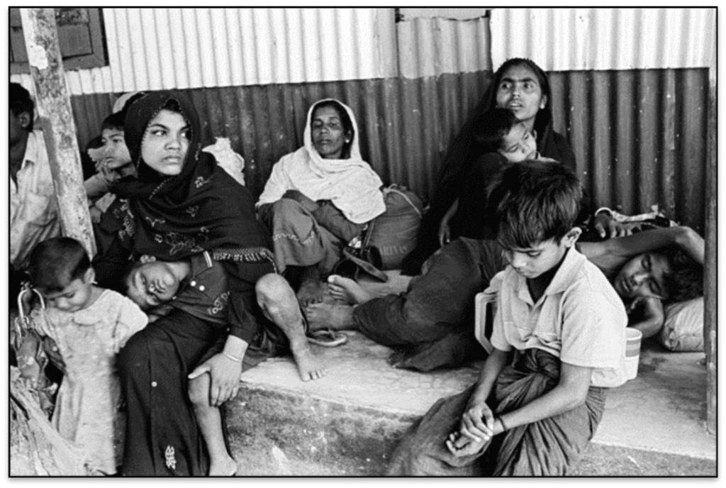 Figure 3: A Group of Rohingya Women and Children at the Bangladesh Border