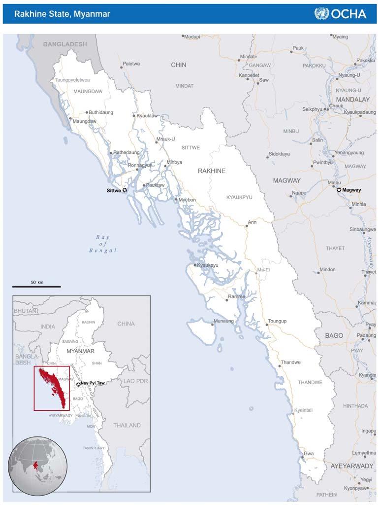 Figure 2: Map of Rakhine State Source: Rakhine State, Myanmar (as of 16 Jul 2013), UN Office for the Coordination of