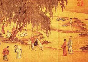 Chinese calligraphy This Chinese landscape was painted in the 1100s. How were Daoist beliefs depicted in landscapes painted during the Song dynasty?