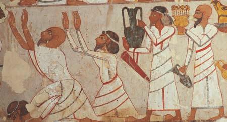 22 1: THE FIRST CIVILIZATIONS Syrian subjects presenting tribute to the pharaoh of Egypt on a wall painting at Thebes in the period of the empire. C. M.