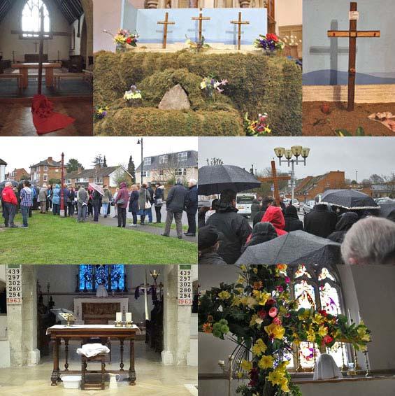 Easter in the Deanery This year we have pictures of Maundy Thursday at Thorpe with the church prepared for the footwashing, as well as their splendid Easter Flower Cross; the Veneration of the Cross