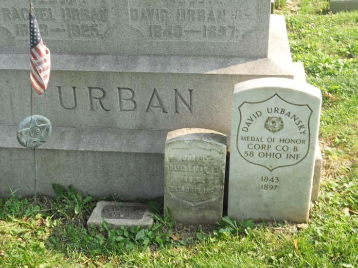 WALNUT HILLS CEMETERY NOTABLE INTERMENTS David Urbansky, 1843 1897, was awarded the Congressional Medal of Honor for gallantry in battle at Vicksburg and Shiloh during the American Civil War one of