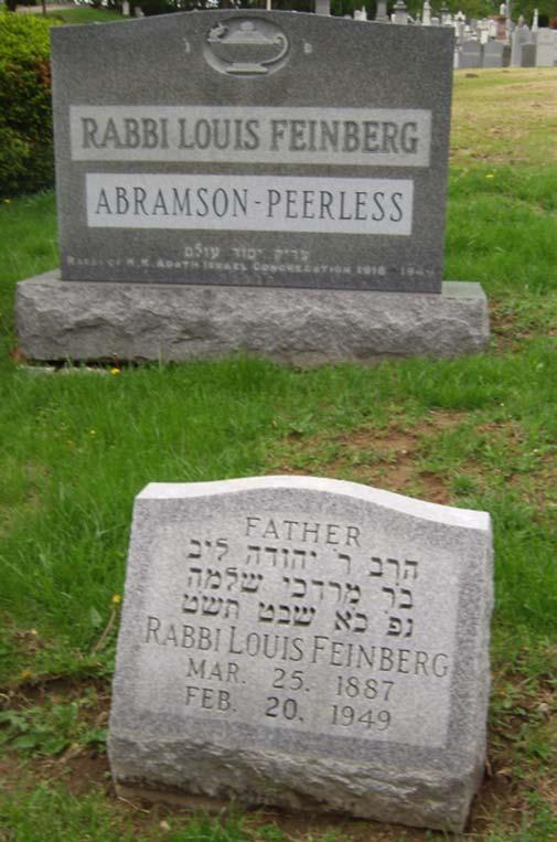 PRICE HILL CEMETERIES Adath Israel Cemetery NOTABLE INTERMENTS Rabbi Louis Feinberg, 1887 1949, born in Lithuania, attended high school in Philadelphia and college at University of Pennsylvania,