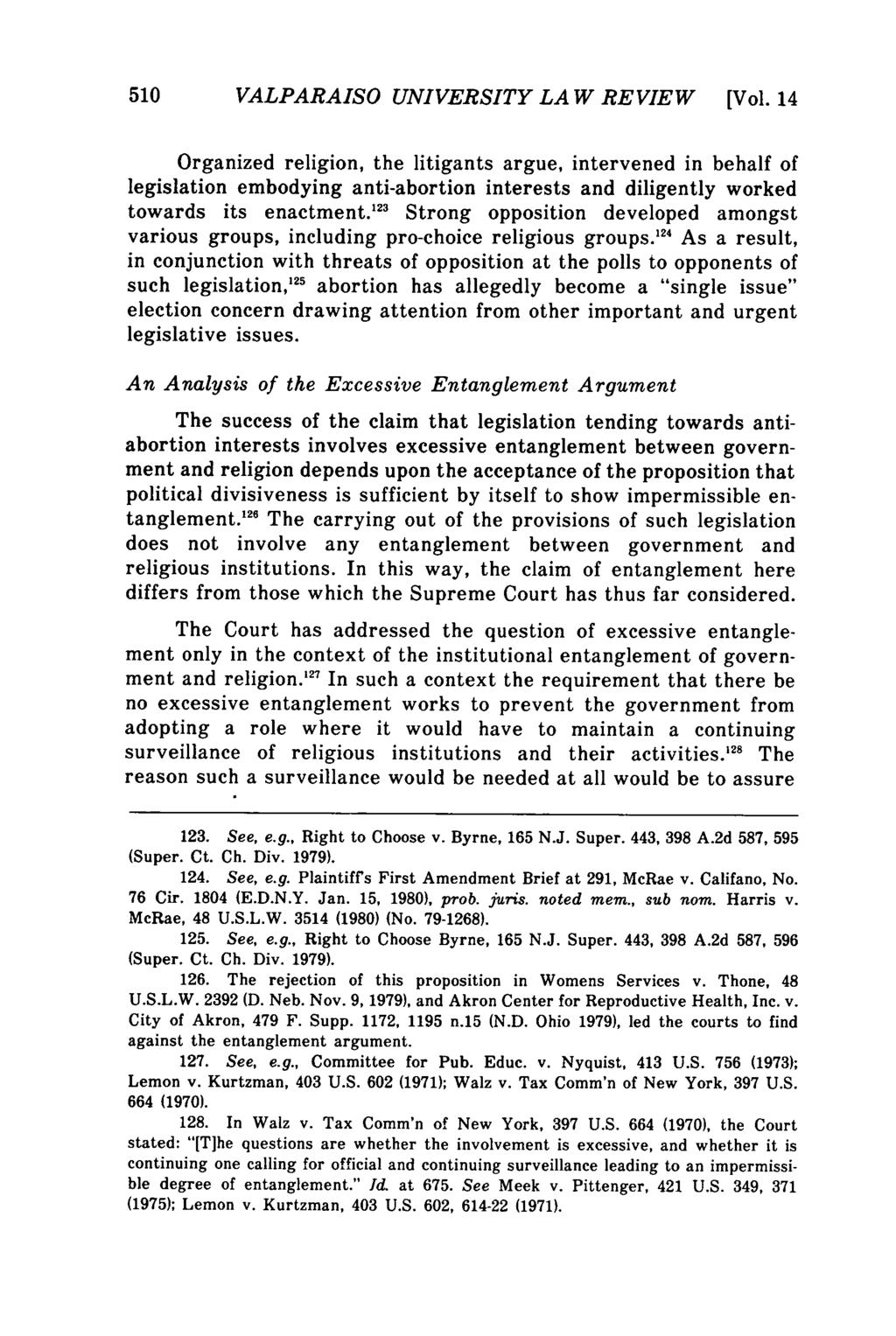 Valparaiso University Law Review, Vol. 14, No. 3 [1980], Art. 4 510 VALPARAISO UNIVERSITY LA W REVIEW [Vol.