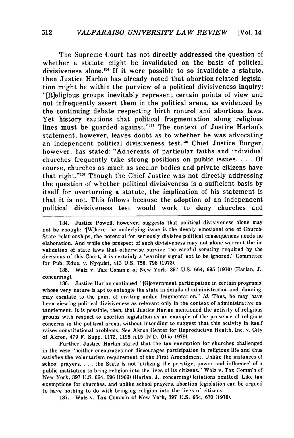 Valparaiso University Law Review, Vol. 14, No. 3 [1980], Art. 4 512 VALPARAISO UNIVERSITY LA W REVIEW [Vol.