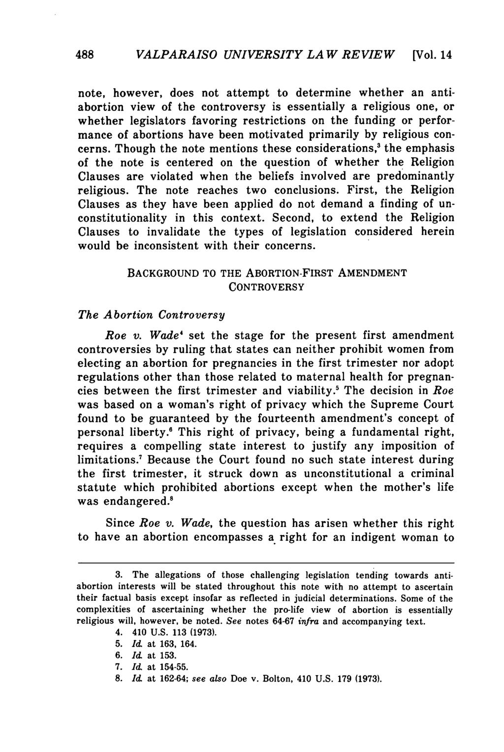 Valparaiso University Law Review, Vol. 14, No. 3 [1980], Art. 4 488 VALPARAISO UNIVERSITY LA W REVIEW [Vol.