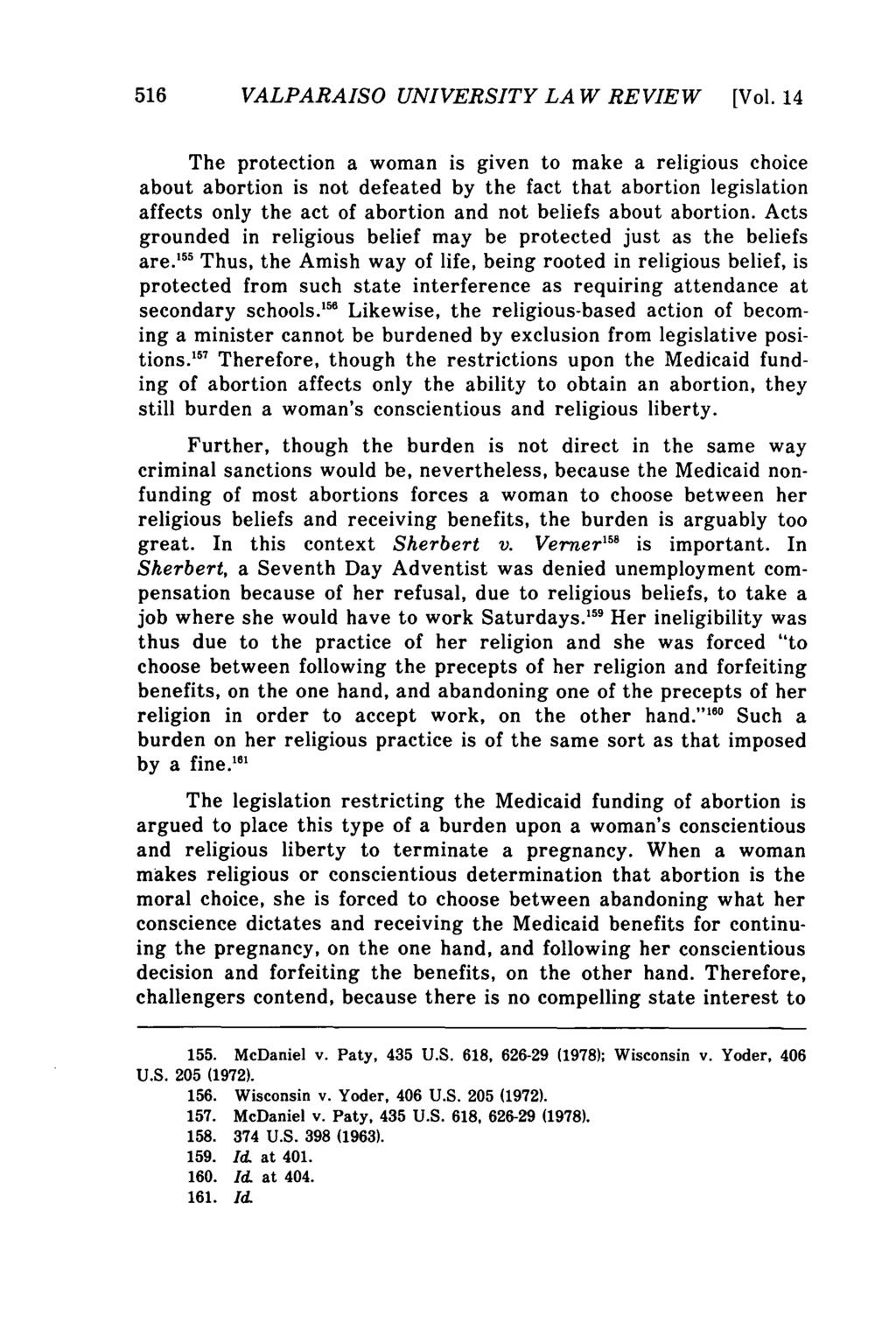 Valparaiso University Law Review, Vol. 14, No. 3 [1980], Art. 4 516 VALPARAISO UNIVERSITY LAW REVIEW [Vol.