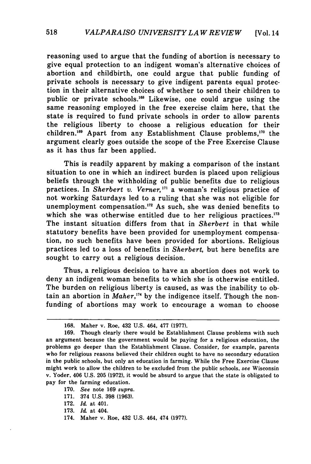 Valparaiso University Law Review, Vol. 14, No. 3 [1980], Art. 4 518 VALPARAISO UNIVERSITYLAWREVIEW [Vol.