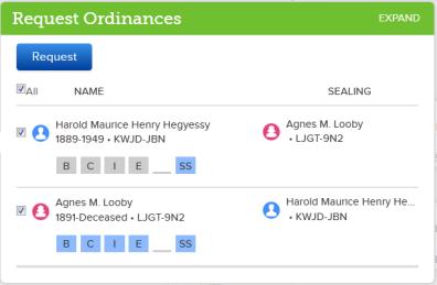 Use the scroll bar at the right to view each family member and which ones need temple ordinances.