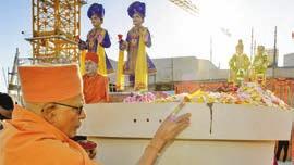 Swami the ground floor Padmashila Pujan and Sthapan of Swaminarayan Akshardham in Robbinsville, took place at the hands of Pujya Bhaktipriya (Kothari) Swami.