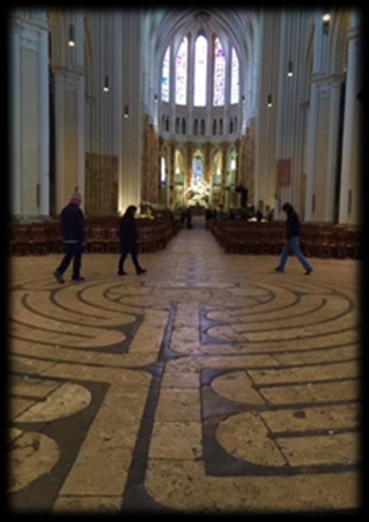 CHARTRES LABYRINTH: On the floor of the Cathedral lies a magnificent 40 foot labyrinth. Labyrinths fell out of favor with the church as their origins go back to ancient pagan rituals.