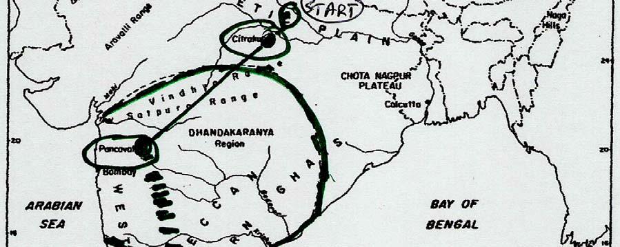 Major Stops: ChitrakUTa, DaNDakAraNya hermitages, and