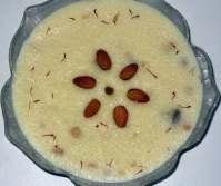 Almonds 4 tablespoons Rice flour 21/2 cups Milk 5 tablespoons Sugar 8 strands Saffron 1 teaspoon Cardamom powder Method Blanch and grind the