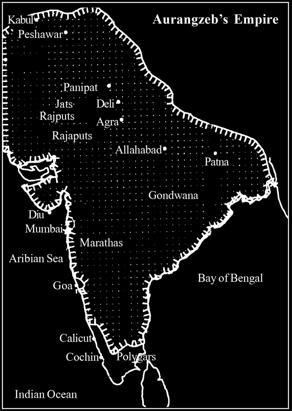To contain the spread of the Marathas, Aurangazeb decided to invade Bijapur and Golkonda. He defeated Sikandar Shah of Bijapur and annexed his kingdom.