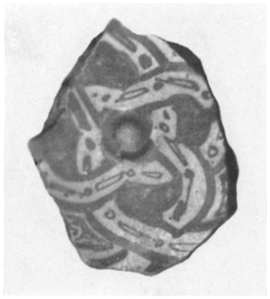 Interlaced Designs Human Being Miscellaneous 19. Museum of Islamic Art, Cairo (Bahgat and Massoul, Plate xiv, 6a, b): base Center of bowl contains fragmentary luster-painted signature of artist.