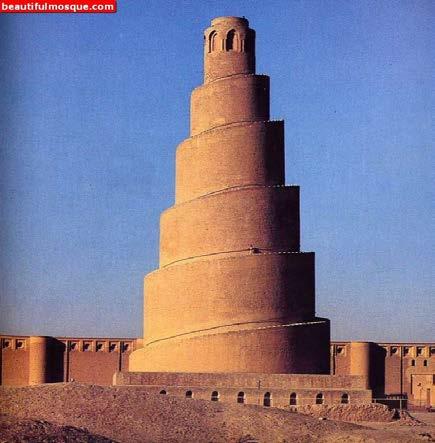 Great Mosque of Samarra, Iraq Built in 851 The spiral minaret is 171 feet tall The minaret was connected to the mosque