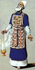 The High Priest and His Garments (Exodus chapters 28 and 39) This picture shows the high priest in his "holy garments for ministering in the Holy Place" (Exodus 39:1).
