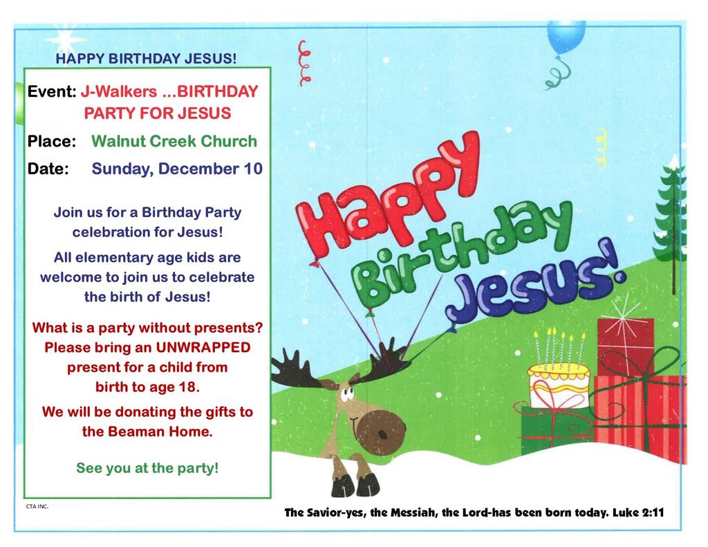 Join us for a Birthday Party celebration for Jesus!