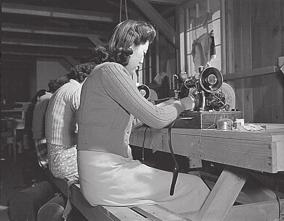 Daily Life in Camp Part 2 Handout 2-1b 20 Poston, Arizona. Sewing school. Evacuee students are taught here not only to design but make clothing as well.