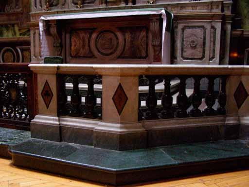 Altar rails in St Patrick s chapel show shamrocks and