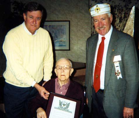 Errington Elwood Pitzer, DDS, with his 75 year membership certificate on Wednesday, January 20, 2010 at 11 am at the nursing home in Decatur where he lived.