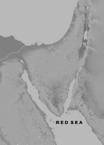 It says that the Land will extend from "the Red Sea to the sea of the Philistines." In Hebrew, the term translated "Red Sea" is Yam Suf (;ux_oh).