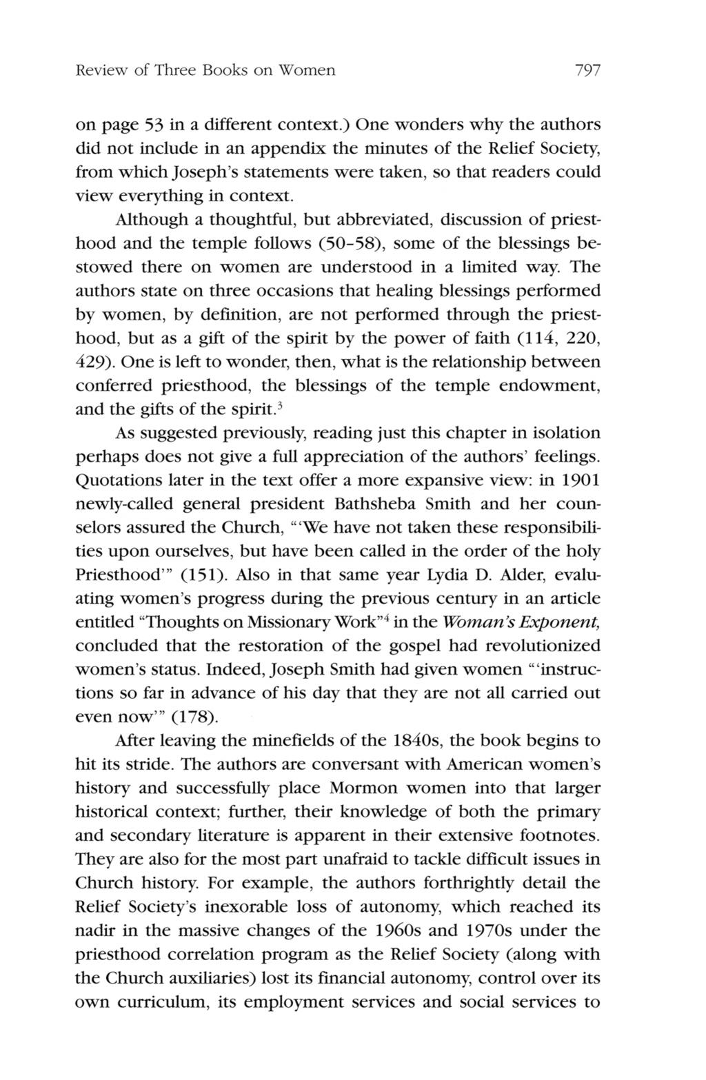 Richards: <em>women of Covenant: The Story of Relief Society</em> by Jill M review of three books on women 797 on page 53 in a different context one wonders why the authors did not include in an
