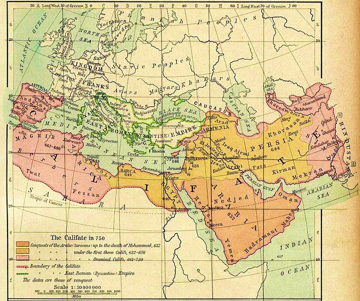 Muhammad, Money, and the Moors: Behind the Muslim Conquest of Iberia "The Califate in 750.