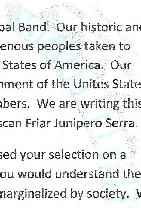 America. Our Amah Mutsun Tribe is not a federally recognized Tribe. The Federal Government of the Unites States does not acknowledge our Tribe nor does it provide assistance to our members.