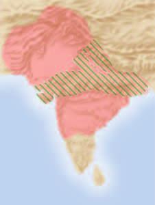 Indian Empires 30 N 20 N 10 N HINDU KUSH Arabian Sea Khyber Pass Indus River Routes of Aryan invaders, 1200 B.C. Mauryan Empire, 250 B.C. Gupta Empire, A.D. 400 Map Study 70 E ; H Ganges River MAGADHA down and killed their enemies.