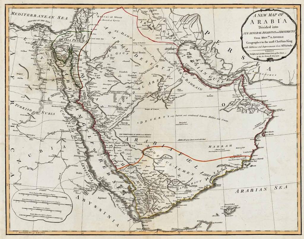 Map 7. New Modern Map of Arabia, D Anville, with Improvements by Niebuhr, Published by Laurie & Whittle (London, 1794). 24.5" x 19.