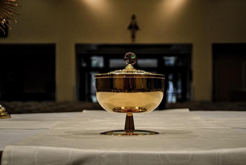 Sacred Vessels used at Mass include the Chalice and Paten.