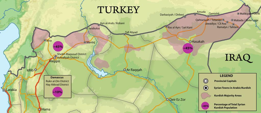 MAP 1 KURDISH AREAS OF SYRIA of its security forces from Syria s Kurdish regions and consolidated in response.