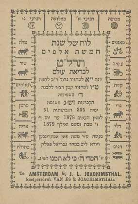36 calendars. Approximately 10-14 cm. Overall good condition. Opening price: $300 407 406. Collection of Calendars Amsterstam, 1879-1931 24 calendars in pocket editions. Amsterdam. Hebrew and Dutch.