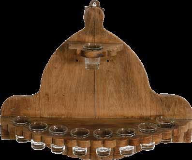 43 42 42. Synagogue Hanukkah Lamp India Large Hanukkah Lamp, for a synagogue. [India, 20 th century]. Wood; glass.