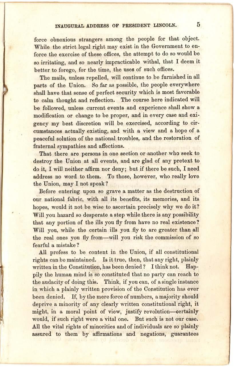 6 Abraham Lincoln, First Inaugural Address, March