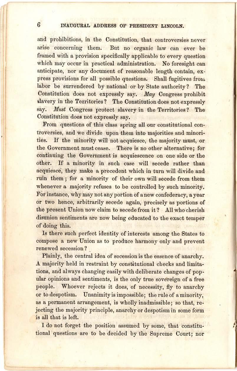 7 Abraham Lincoln, First Inaugural Address, March