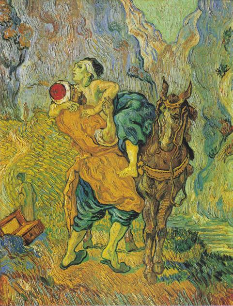 The Parable of the Good Samaritan 'The Good Samaritan' by Vincent Van Gogh But a Samaritan while travelling came near him; and when he saw him, he was moved with pity.
