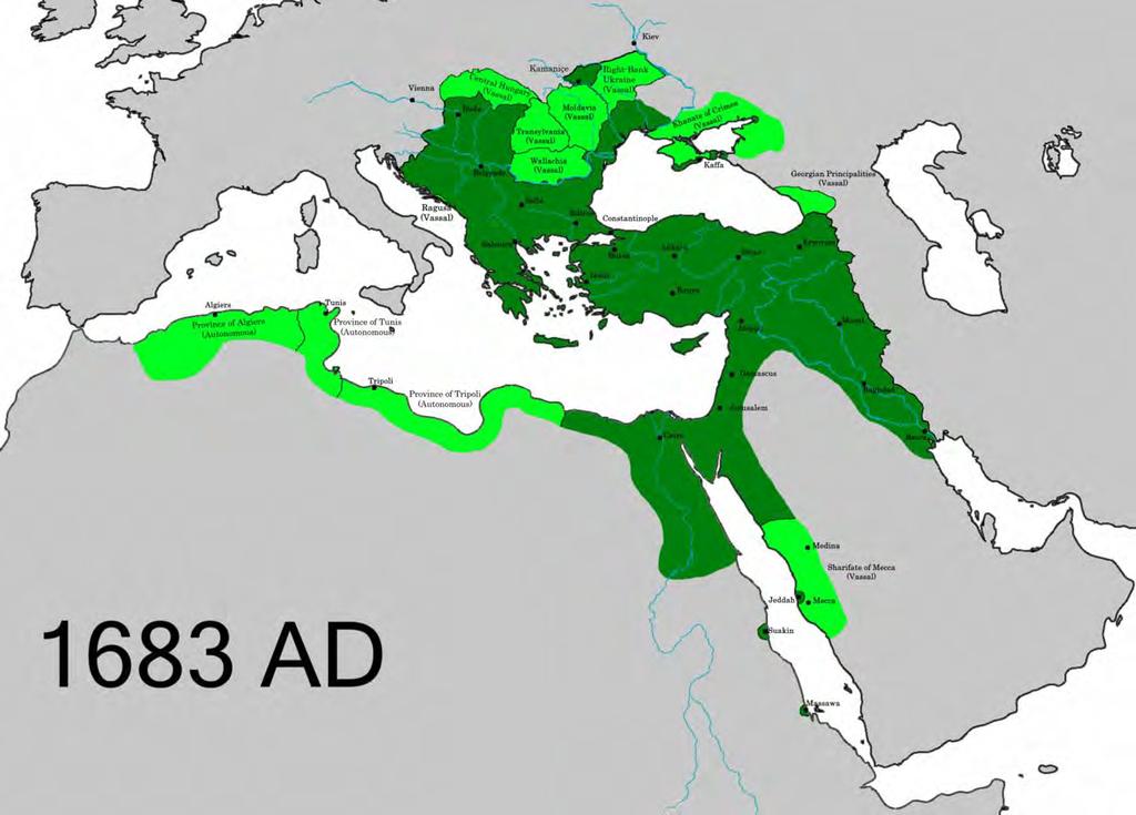 Maximum extent of the Ottoman Empire.
