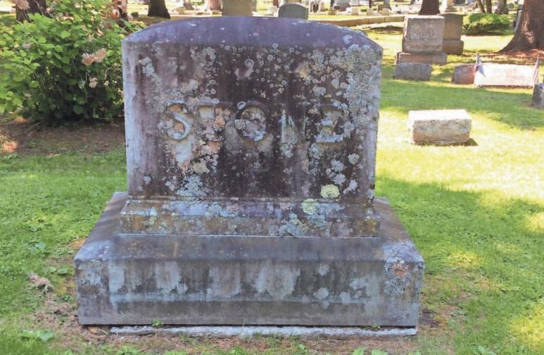 The Charles Stone monument in Lakeview Cemetery in Burlington before and after the cleaning The following is excerpted from the article: "Charles Stone s grave is located in Lakeview Cemetery,