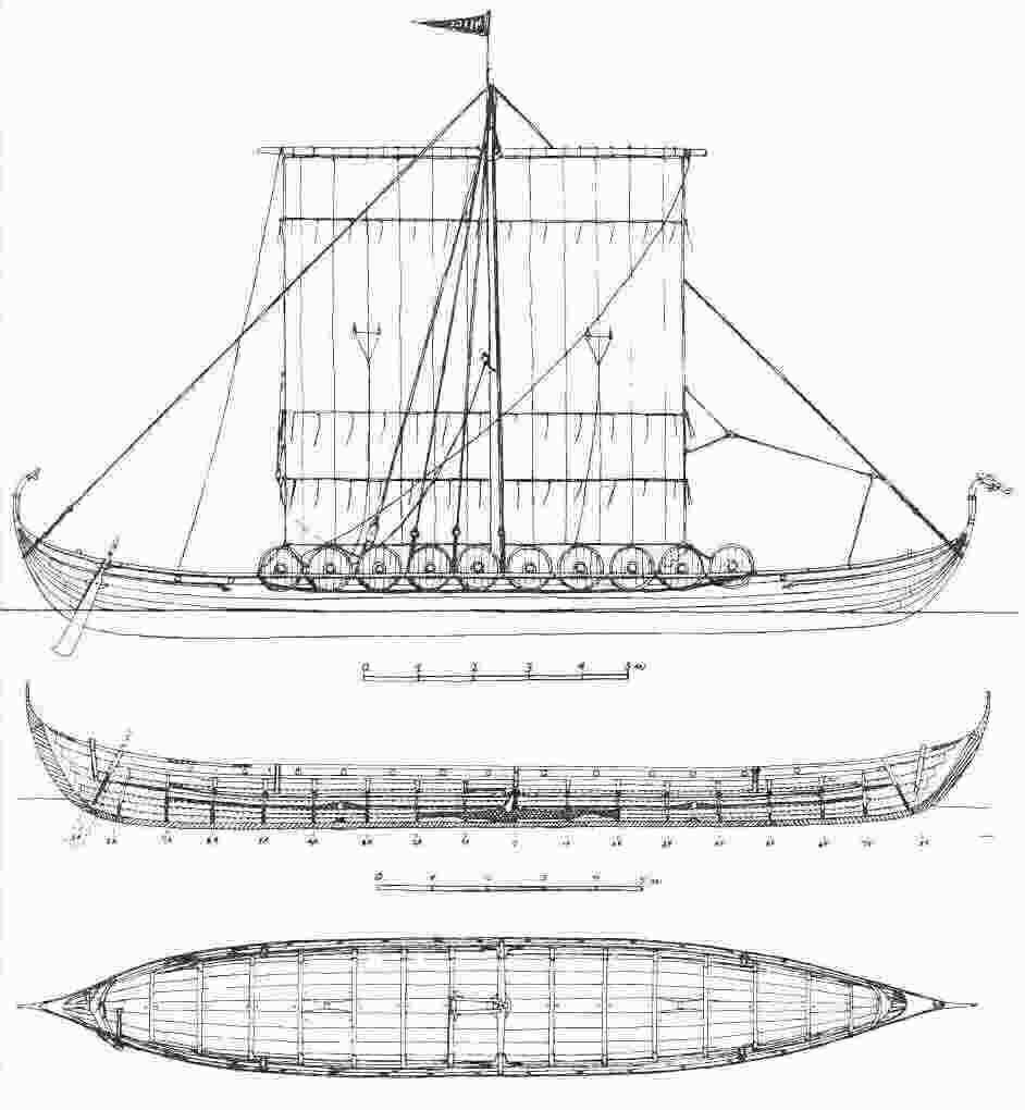 The average Viking ship was about 65 feet long, propelled by oars or sails and could carry between