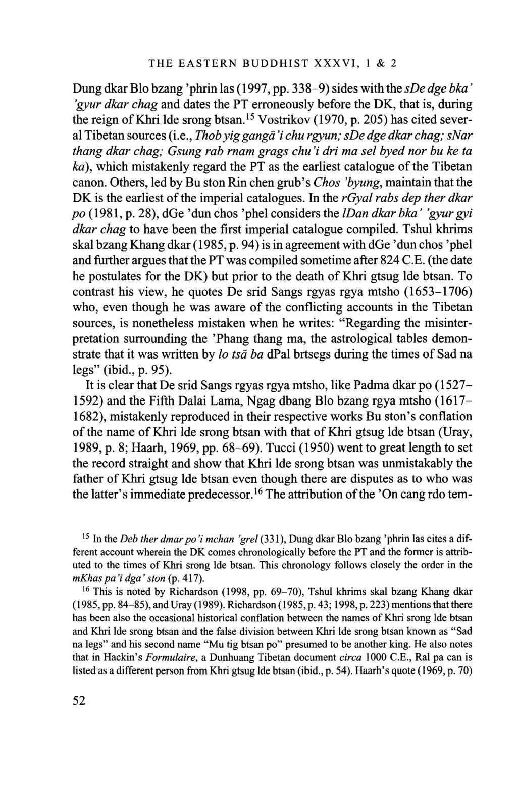 THE EASTERN BUDDHIST XXXVI, 1 & 2 Dung dkar Bio bzang 'phrin las (1997, pp.