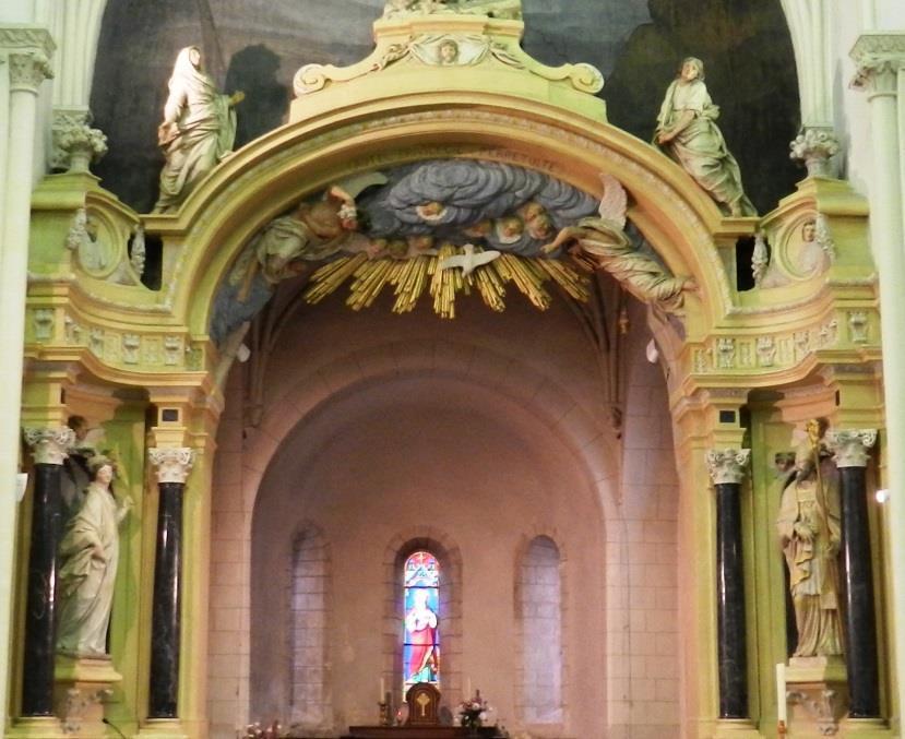Creation of the main altarpiece and lengthening of two aisles in 1710 ❸ The great altarpiece and its triumphal arch were raised on February 19 of 1710 in presence of Baron Philippe Guillemot, Sainte