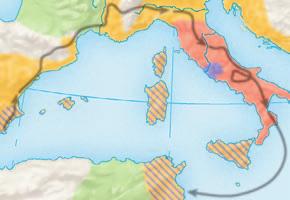 Mediterranean Sea through conquest and diplomacy. River ALPS Tiber R. 10 E Po R.