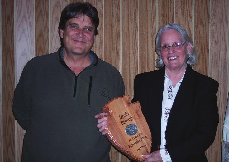 BNR honors Linda Bishop, retired Interpretive Ranger On what turned out to be a very cold and snowy evening in January, employees of Buffalo National River, BNRP members and a host of others arrived
