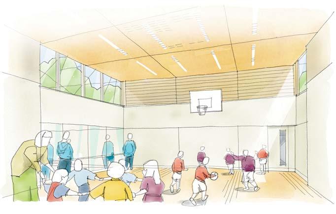 Artist impression of the activity hall Hub Heart Home Gift Form Gift Aid and Standing Order Title...First Name...Surname... Address................................................................................................................................................................................Postcode.