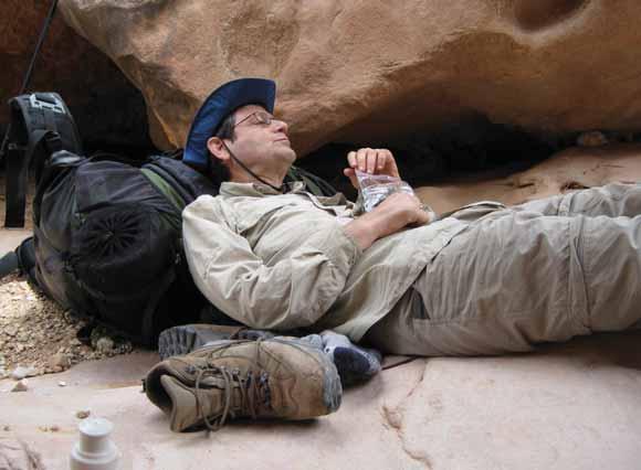 Bob Brintz rests in the Grand Canyon, United States, a year after being diagnosed with ALS (Lou Gehrig s disease). Photo courtesy of Bob Brintz.